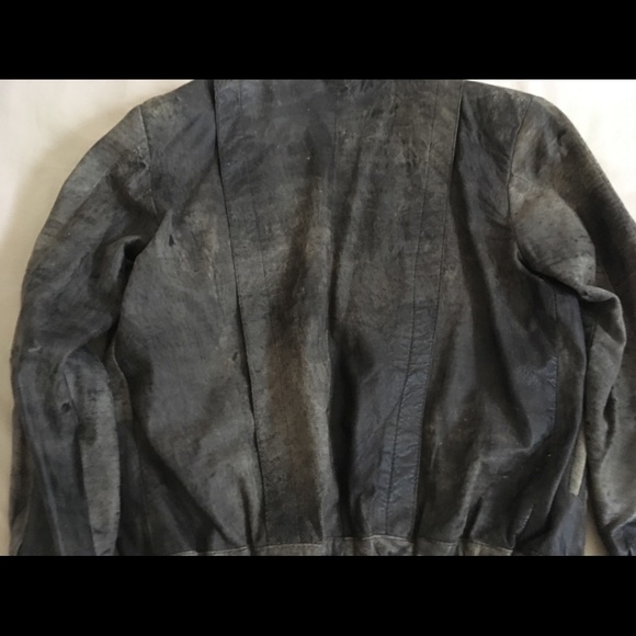 LEATHER vintage Distressed Suede Jacket - Picture 4 of 7